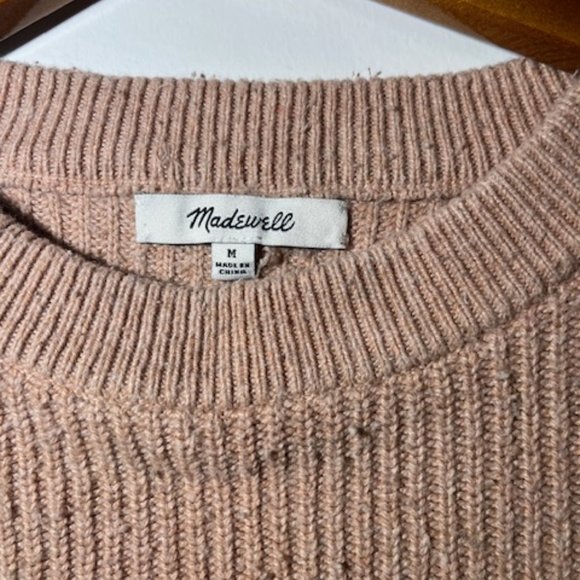 Women's Madewell Patch Pocket Pullover Long Sleeve Oversized Sweater Tan Sz M - Picture 3 of 6